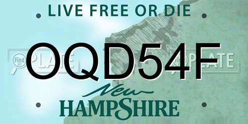 OQD54F New Hampshire License Plate