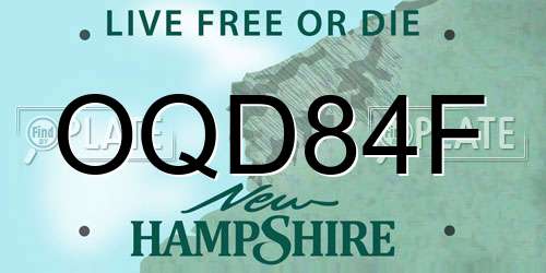 OQD84F New Hampshire License Plate
