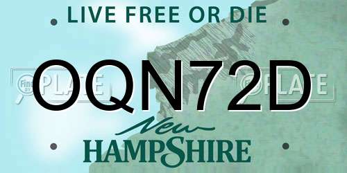 OQN72D New Hampshire License Plate