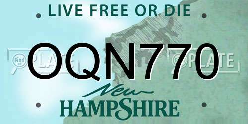 OQN770 New Hampshire License Plate