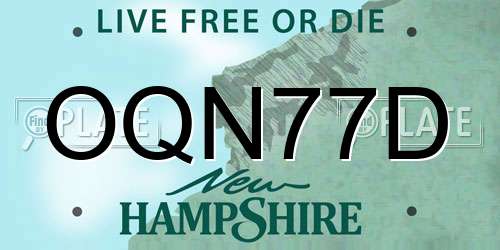 OQN77D New Hampshire License Plate