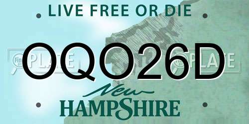 OQO26D New Hampshire License Plate