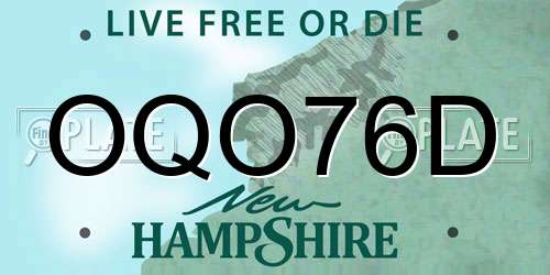OQO76D New Hampshire License Plate