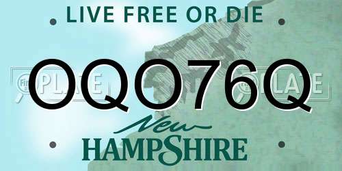 OQO76Q New Hampshire License Plate