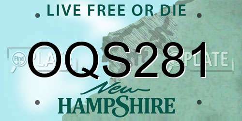 OQS281 New Hampshire License Plate