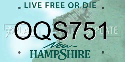 OQS751 New Hampshire License Plate