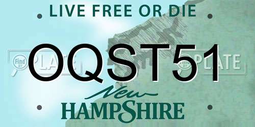 OQST51 New Hampshire License Plate