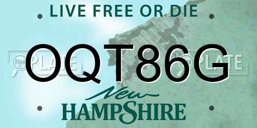 OQT86G New Hampshire License Plate