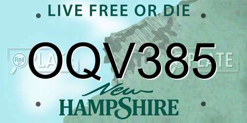 OQV385 New Hampshire License Plate