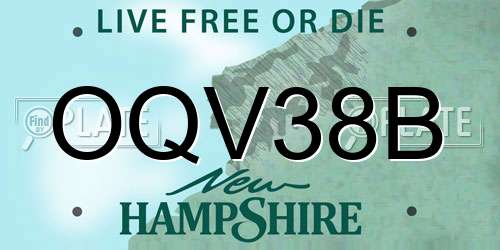 OQV38B New Hampshire License Plate