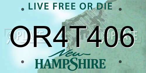 OR4T406 New Hampshire License Plate