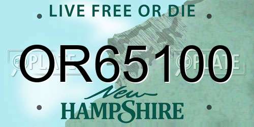 OR65100 New Hampshire License Plate
