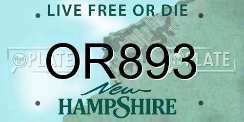 OR893 New Hampshire License Plate