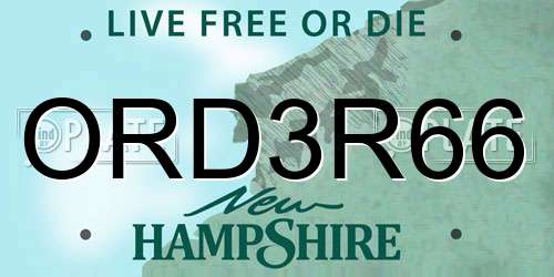 ORD3R66 New Hampshire License Plate