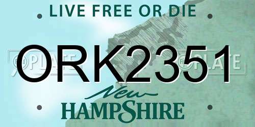 ORK2351 New Hampshire License Plate