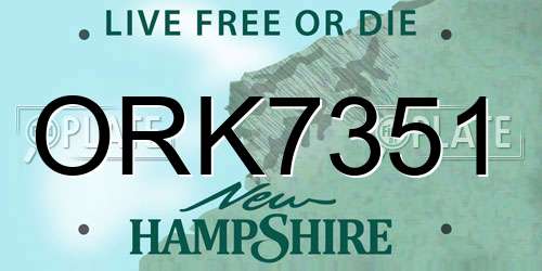 ORK7351 New Hampshire License Plate