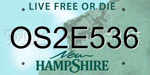 OS2E536 New Hampshire License Plate