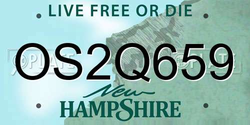 OS2Q659 New Hampshire License Plate
