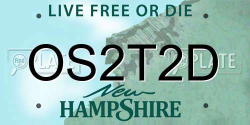 OS2T2D New Hampshire License Plate