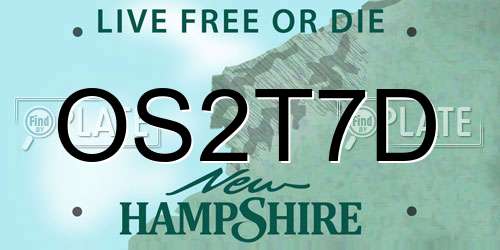 OS2T7D New Hampshire License Plate