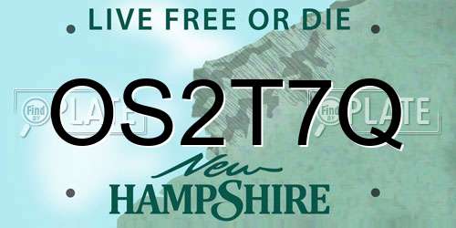 OS2T7Q New Hampshire License Plate