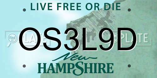OS3L9D New Hampshire License Plate