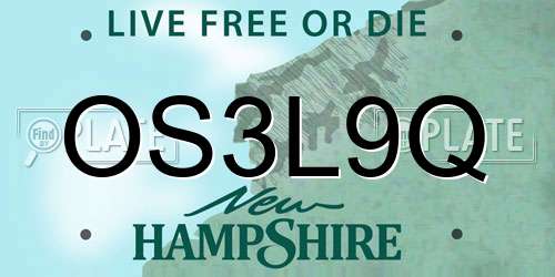 OS3L9Q New Hampshire License Plate