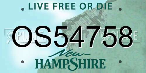 OS54758 New Hampshire License Plate