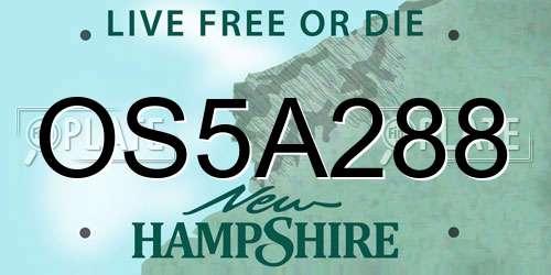 OS5A288 New Hampshire License Plate