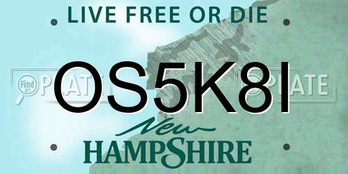 OS5K8I New Hampshire License Plate