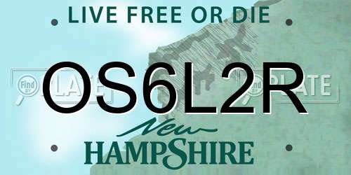 OS6L2R New Hampshire License Plate