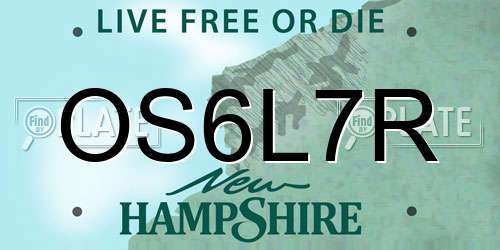 OS6L7R New Hampshire License Plate
