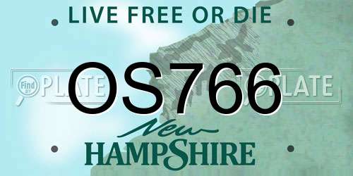 OS766 New Hampshire License Plate