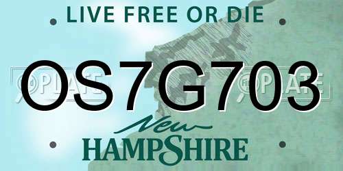 OS7G703 New Hampshire License Plate