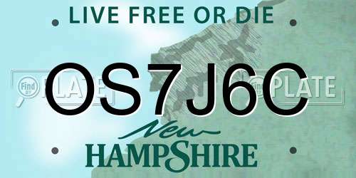 OS7J6C New Hampshire License Plate