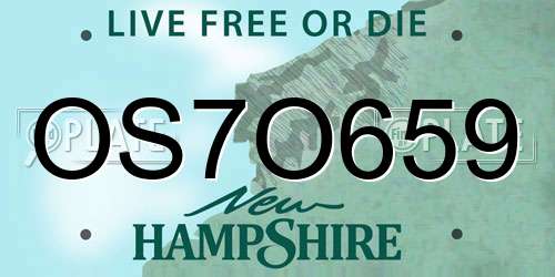 OS7O659 New Hampshire License Plate