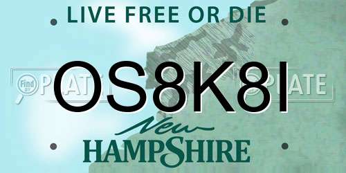 OS8K8I New Hampshire License Plate