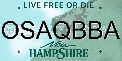OSAQBBA New Hampshire License Plate