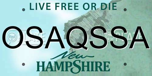 OSAQSSA New Hampshire License Plate
