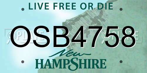 OSB4758 New Hampshire License Plate