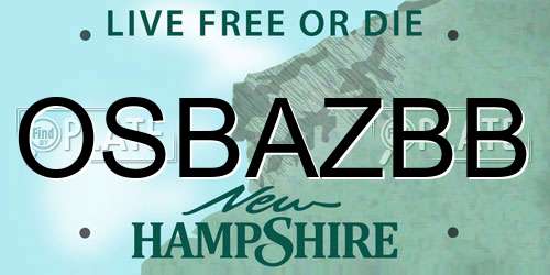OSBAZBB New Hampshire License Plate