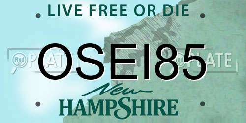 OSEI85 New Hampshire License Plate