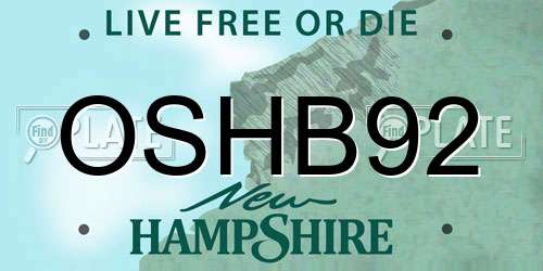 OSHB92 New Hampshire License Plate