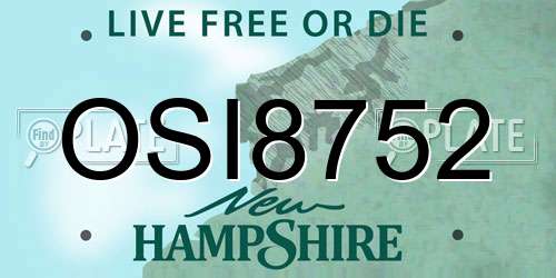 OSI8752 New Hampshire License Plate