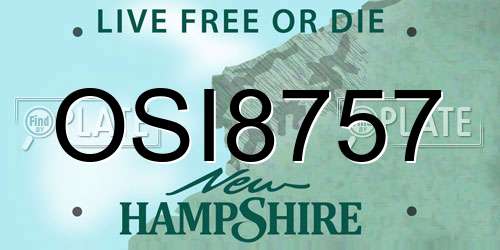 OSI8757 New Hampshire License Plate