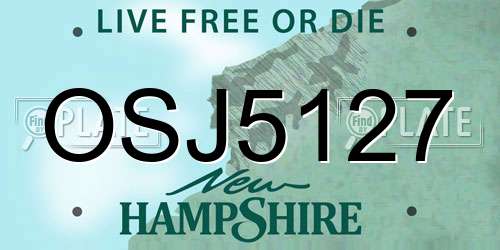 OSJ5127 New Hampshire License Plate