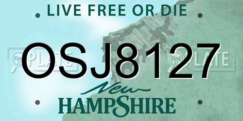 OSJ8127 New Hampshire License Plate
