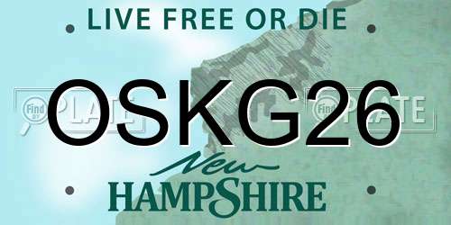 OSKG26 New Hampshire License Plate