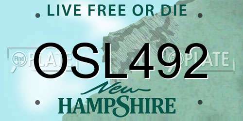 OSL492 New Hampshire License Plate
