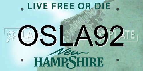 OSLA92 New Hampshire License Plate